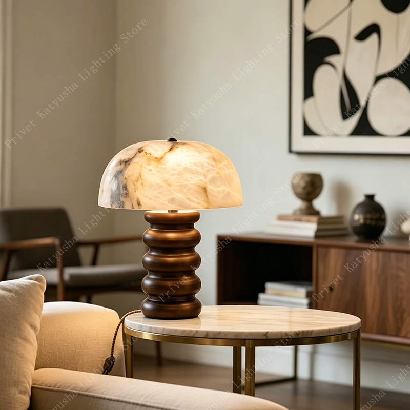 Lighting Home Decor Items - Luminária de Mesa Retrô em Alabastro