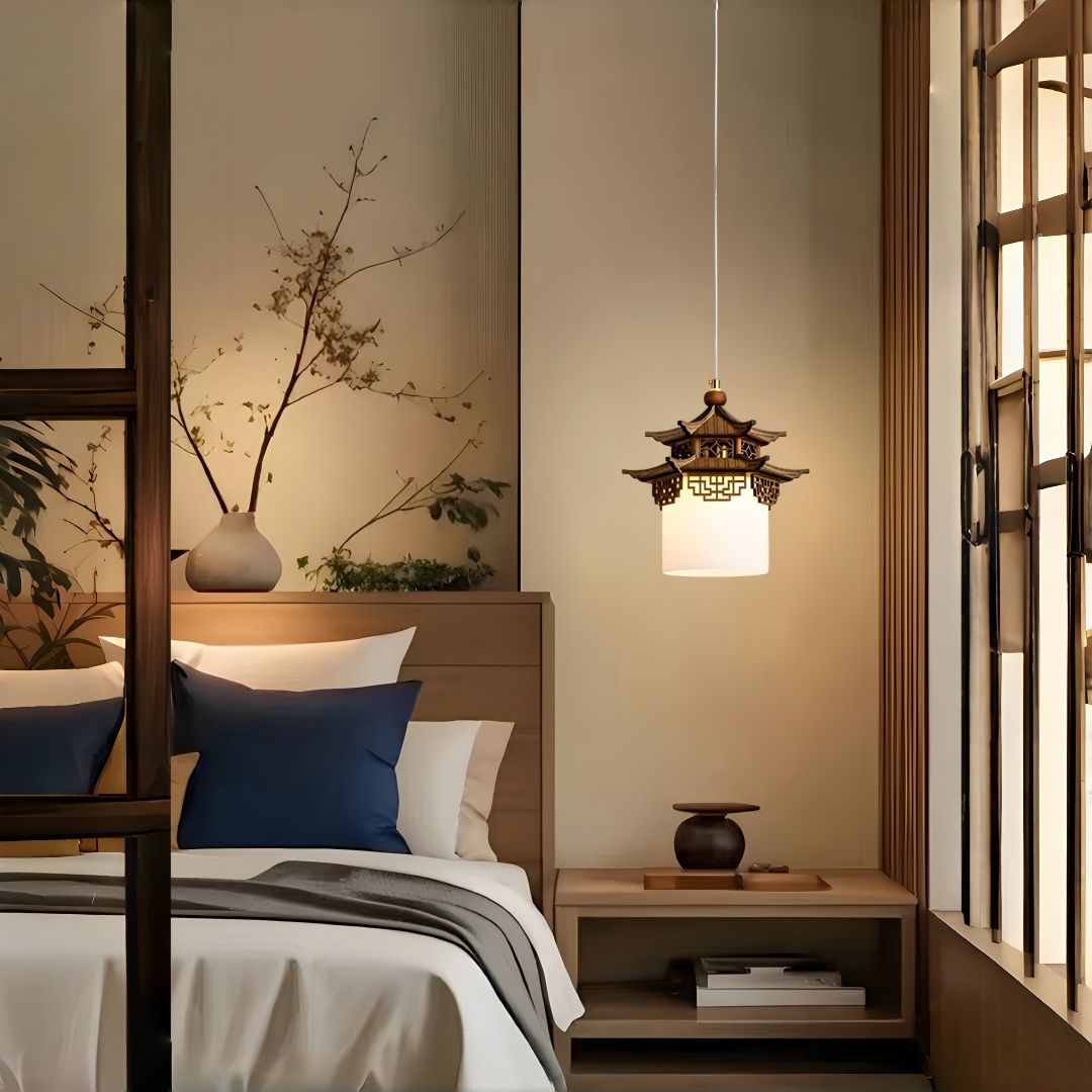 Lighting Decor Bedroom - Luminária Pendente de Madeira Sólida com
