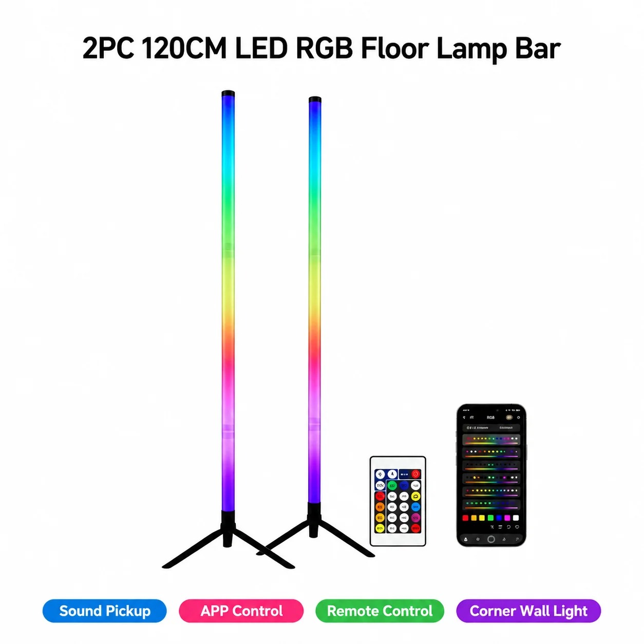 2PCS Luminária de Chão RGB de  - Lighting Decor For Room avaliação e preço