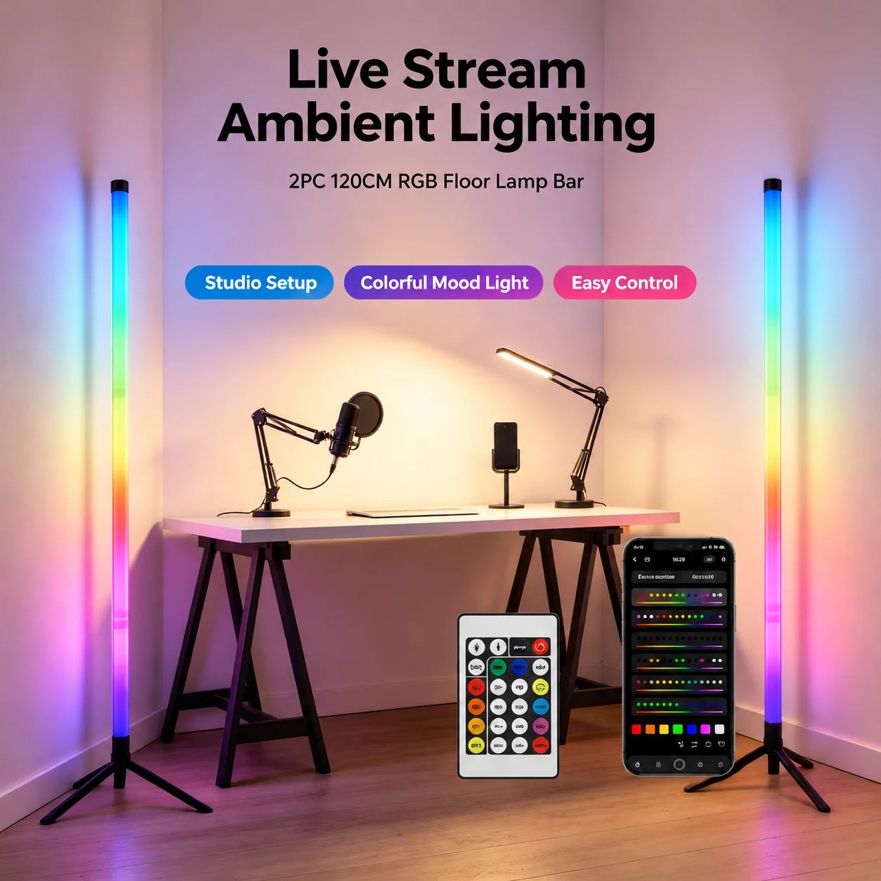 2PCS Luminária de Chão RGB de  - Lighting Decor For Room avaliação e preço